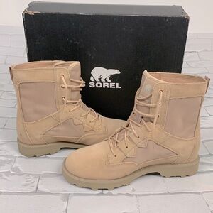 Sorel Caribou Tan Moto Combat Boots 8.5 Waterproof Lace up New in box